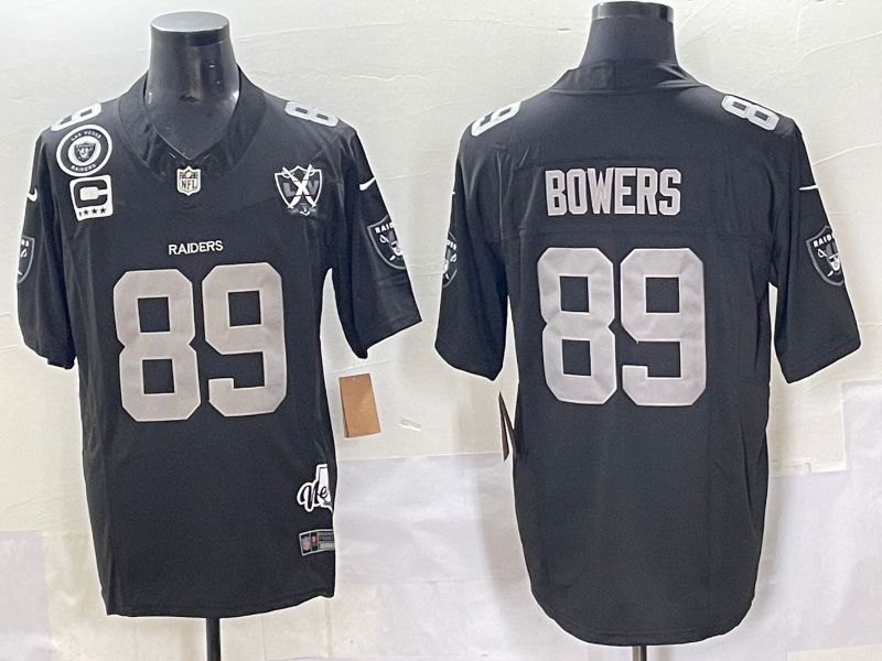 Men 2025 Oakland Raiders #89 Bowers Black Throwback Three generations Nike Limited NFL Jersey style 23->new york mets->MLB Jersey